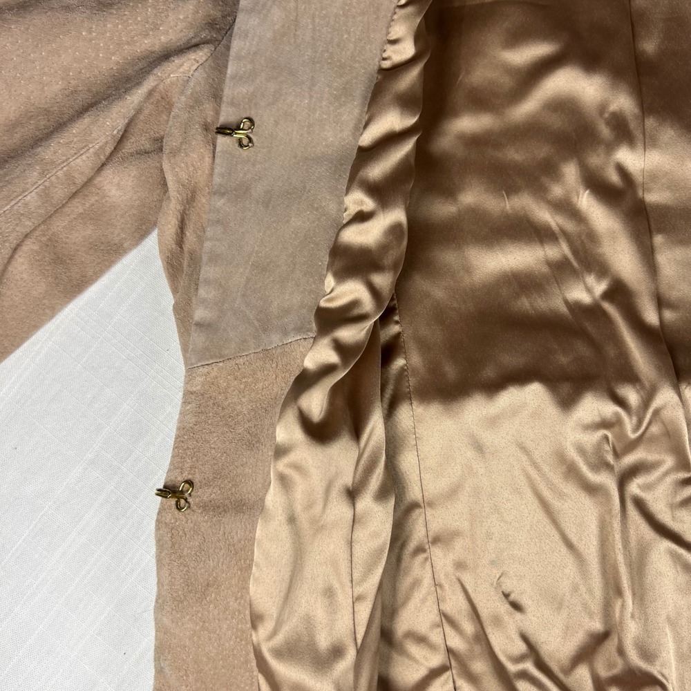 C. Wonder Suede Fringe Jacket Tan Bohemian Festival Boho Leather Blazer - Picture 8 of 12